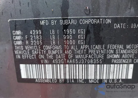 2018 Subaru Impreza 2.0I из США, поврежденный, VIN 4S3GTAA65J3708355